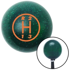 Orange 3 Speed Shift Pattern - 3RUL Green Metal Flake Shift Knob M16x1.5 Insert