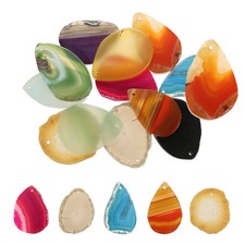Agate Slices - Mixed Colors 12 Pcs Natural Irregular Geode Agate with Holes