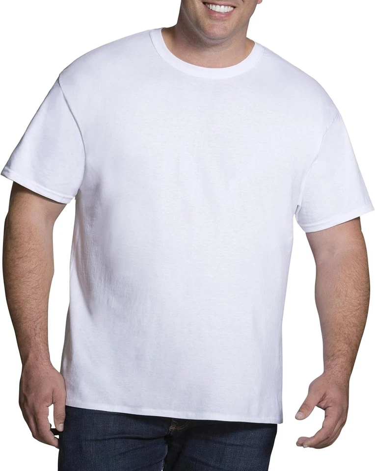 Men's Big and Tall Tag-Free Undershirts - Big Man Crew Neck 3 Pack White - Image 4 of 4