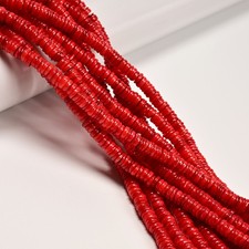Red Color Mother of Pearl Shell Heishi Disc Beads Size 2x6mm 15.5" Strand