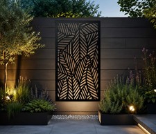 Black Graphic Metal Indoor and Outdoor Wall Screen 120 x 60cm
