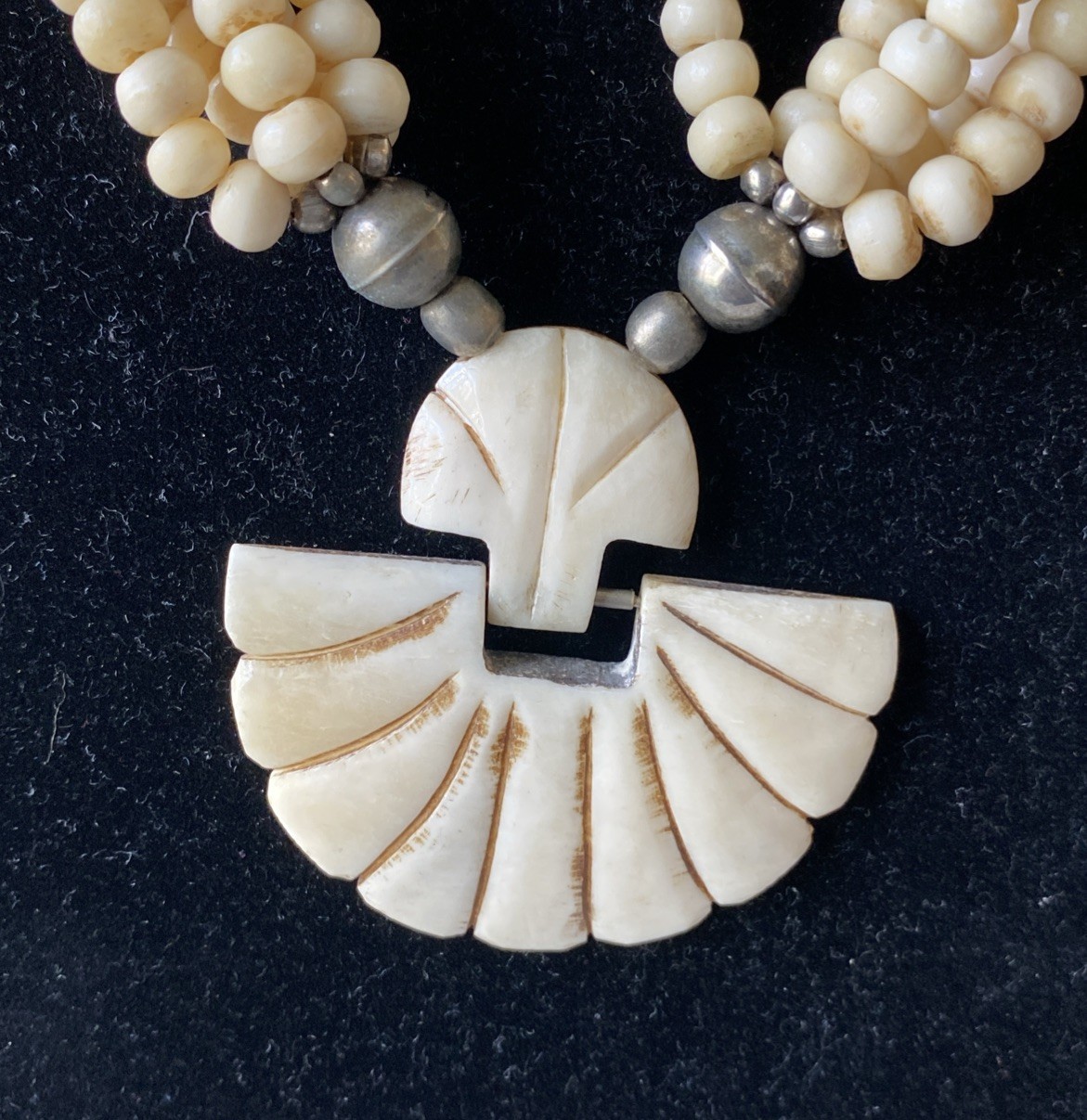 Ivory Color,bone Multistranded Bead Necklace Chok… - image 2