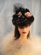 N a doll hat fascinator for Ellowyne, Evangeline, Gene, Tyler, Diana no doll