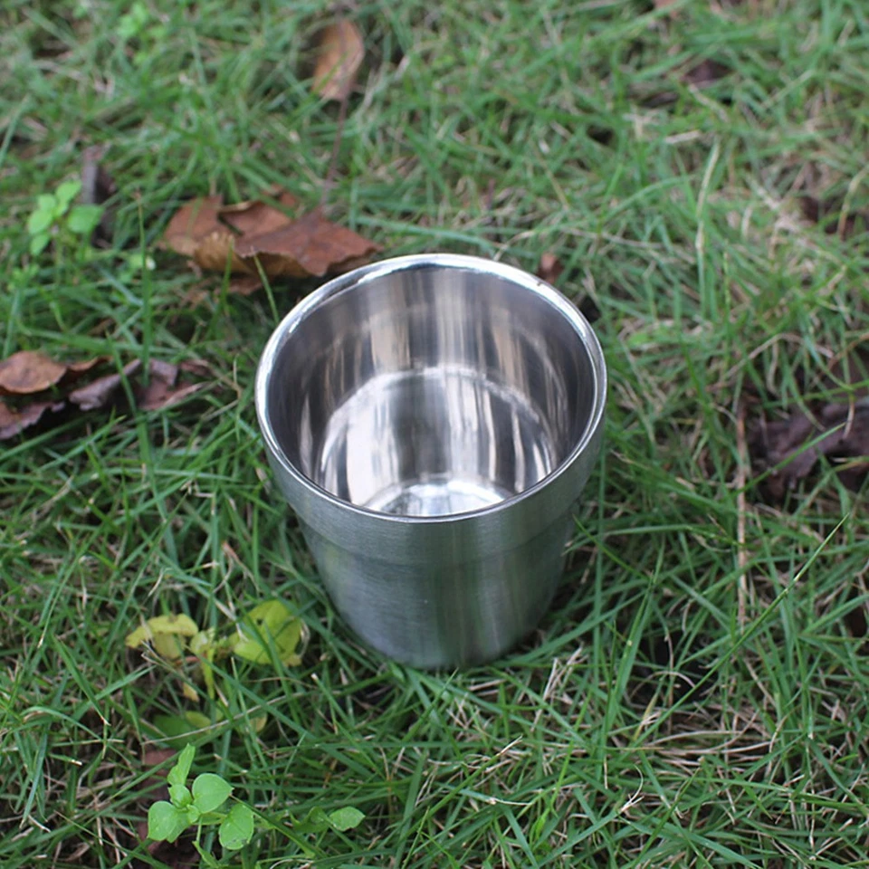 2pcs Edelstahl Wein Becher Wasser Becher Weinglas Camping BBQ Picknick Tasse - Bild 3 von 4