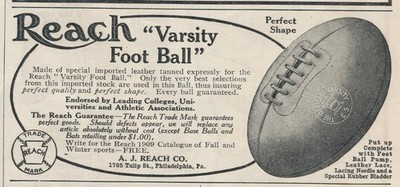 Magazine Ad - 1909 - A.J. Reach Co., Philadelphia, PA - Varsity Football