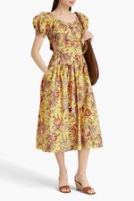 Ulla Johnson New Golda Cut Out Printed Cotton Midi Dress Size 6