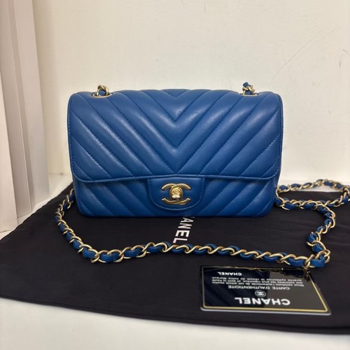 Chanel Classic Single Flap Bag Chevron Lambskin Mini.