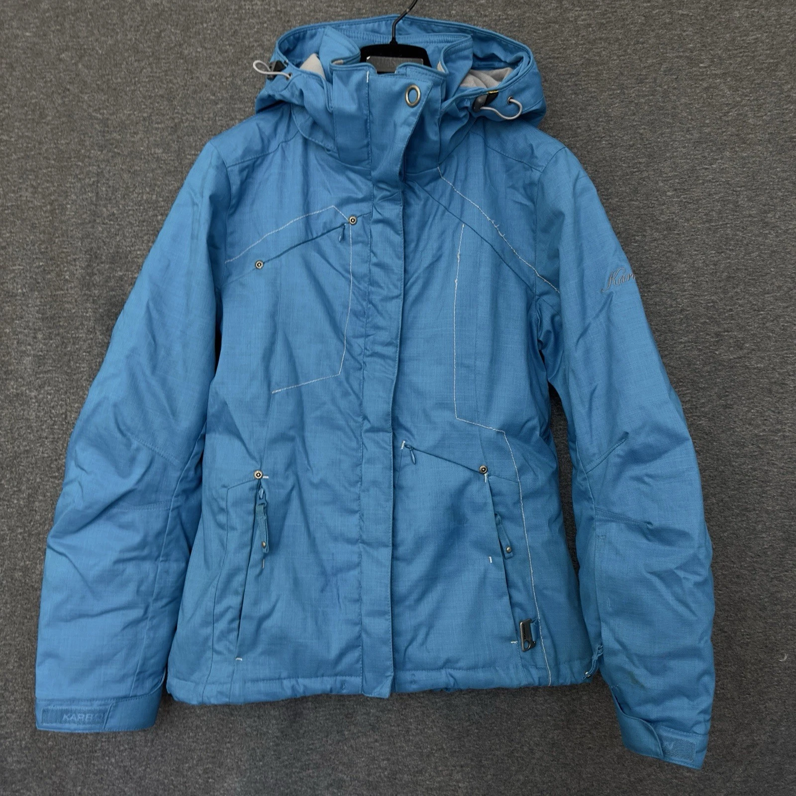 Karbon Jacket Women Hooded Mountainwear Winter Blue Size 8