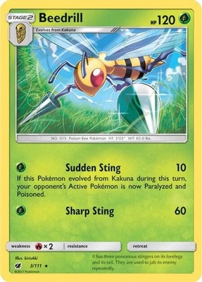 Beedrill - 3/111 - Rare - SM Crimson Invasion - Pokemon TCG - Lightly Played
