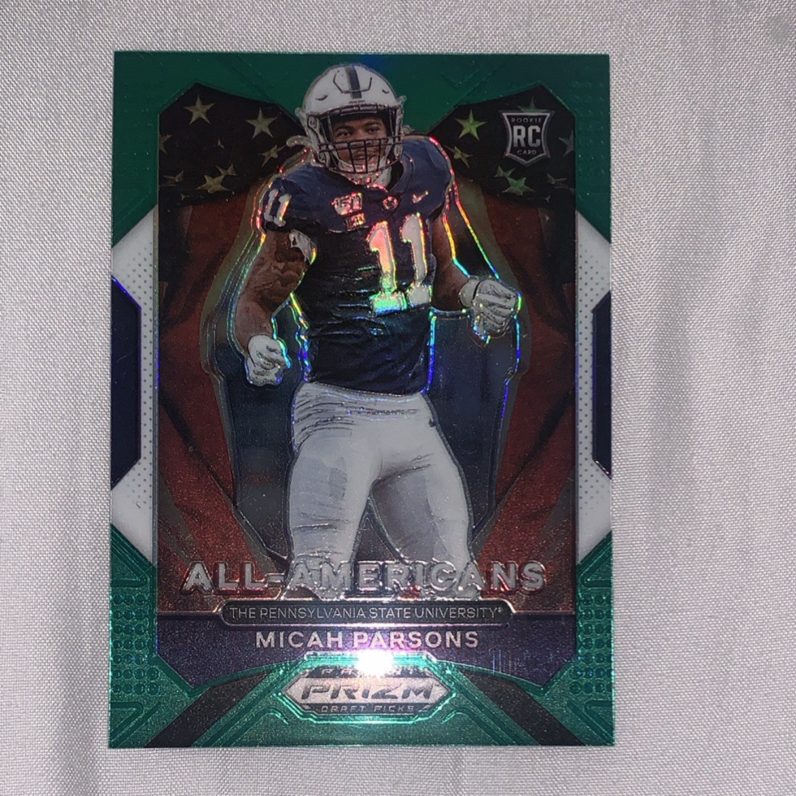 2021 Panini Prizm Draft Picks Micah Parsons All-Americans Green Prizm #188 Rook…