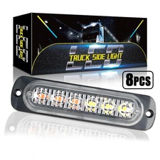 8x Amberwhite Led Strobe Light Bar Car Truck Flashing Hazard Beacon Waterproof