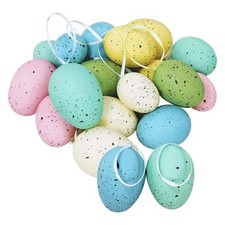 18 Pcs 3 Sizes 6 Colors Hanging Foam Speckled Eggs Ornaments Decorative Eggs ...