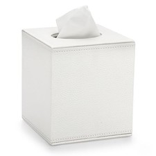 Sumnacon Tissue Box Cover Square Tissue Box Stylish PU Tissue Box Holder White