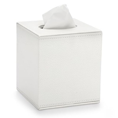 Sumnacon Tissue Box Cover Square Tissue Box Stylish PU Tissue Box Holder White