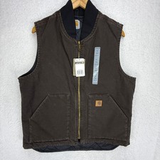 Carhartt Sandstone Vest Arctic Quilt Lined Men Large Tall V02 DKB Dark Brown NWT