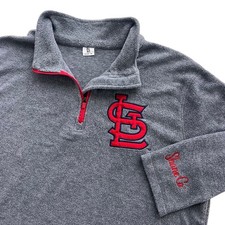 St Louis Cardinals MLB Adult XL Gray Red Fleece Embroidered Quarter Zip Pullover