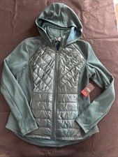 Fila Essentials Full Zip Womens Hooded Jacket Green Soft Touch Warm Stetch NEW