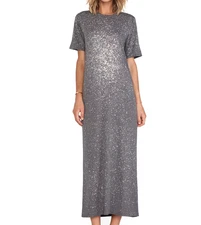 IRO Jeans Lina Maxi Long Jeresy Dress Gray  Splatter Short Sleeves size small