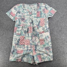 Motherhood Vintage 90s Romper Small Pink Teal Abstract Cotton Made in USA 6115