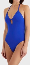 Iris  Ink Blue Arielle Cut Out Halter Neck Swimsuit Size Small New