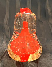 Vintage Ucago Art Glass Pear Red Controlled Bubbles Bullicante Paperweight Excel