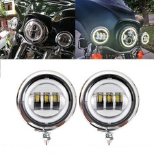 4.5" Auxiliary Spot Fog Passing Light Lamp W/Housing Bucket For Harley Road King