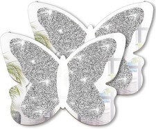 2 Pieces Butterfly Shaped Mirror Crystal Crushed Diamond Silver Mirror Silver