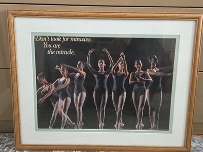Vintage Framed Ballet Dancers Art Print  You Are A Miracle  23.5''x18''