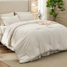Full Comforter Set Beige - Bed in a Full 7-piece with Sheet Set 05 - Beige
