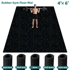 4'x6' Gym Flooring Rubber Heavy Duty 6mm Thick Home Gym Exercise Mats Nonslip 