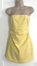 NWOT Forever 21 Ruched Pleated Front Strapless Mini Dress in Yellow Size S Small