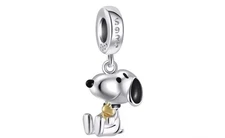 V112 S925 STERLING SILVER SNOOPY & WOODSTOCK PEANUTS CHARM