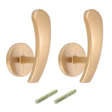 2Pcs Aluminum Alloy Wall Mounted Curtain Holdback Drapery Holder Hook Gold