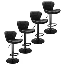 Barstools Set of 4, Height Adjustable, Swivel PU Leather Counter Seats for Bar