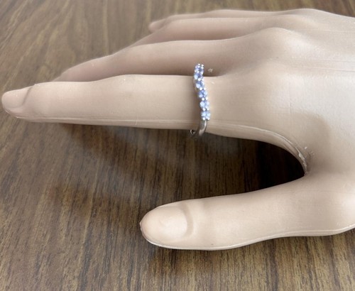 Anillo estampado GIE talla 7,75 topacio azul piedras facetadas banda curva - Imagen 2 de 6