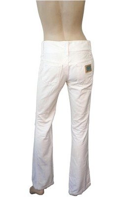 Rare VINTAGE Y2K DOLCE & GABBANA sz 40 Distressed Low Rise Boot Cut White Jeans