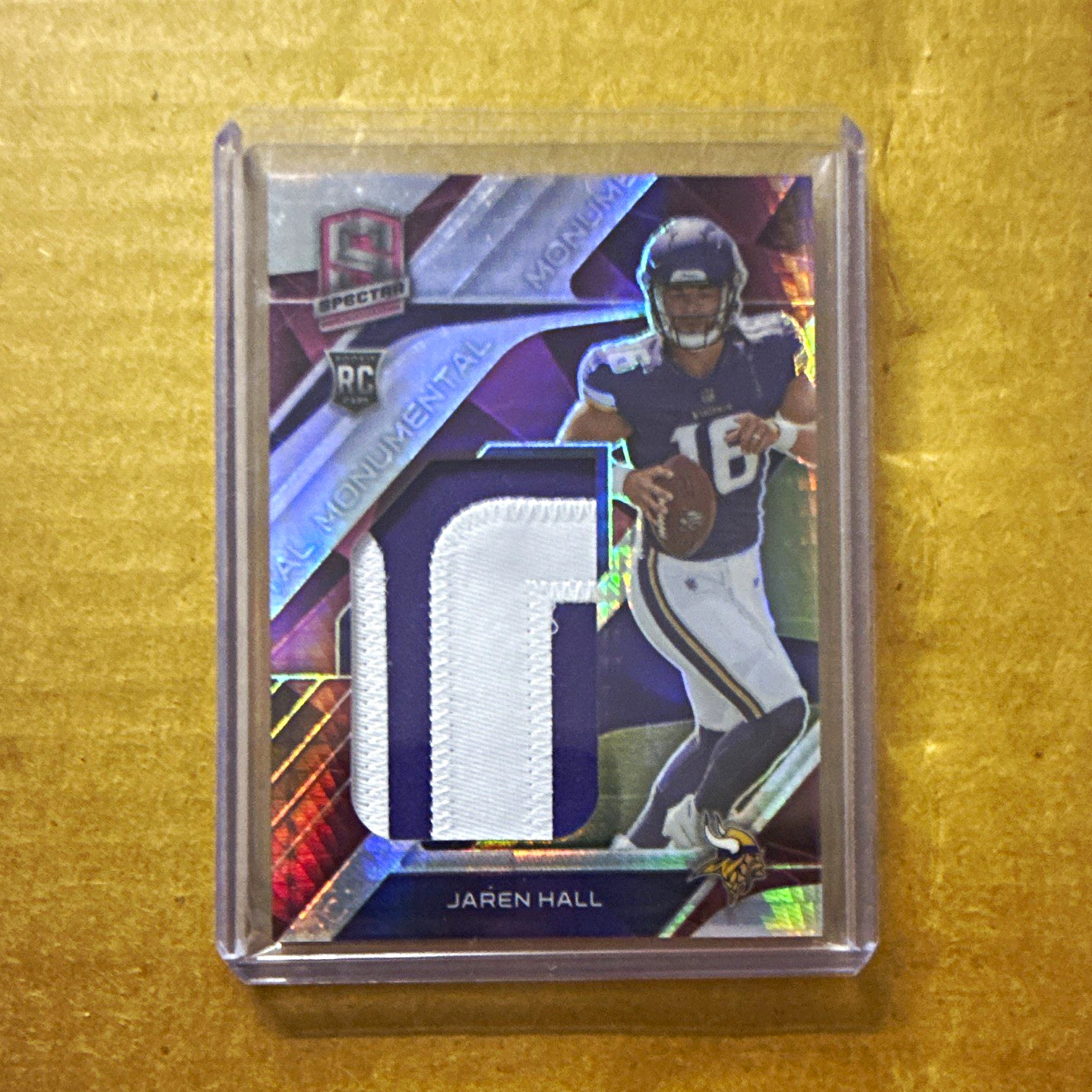 Panini 2023 Spectra Monumental Memorabilia Jaren Hall RC Vikings #MME-JHA /15