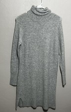 J. Crew Cozy Warm Soft Turtleneck Sweater Dress Sz XS Gray Merino Wool K3860