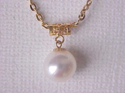 8MM AAA ECHTE WEISSE PERLEN ANHÄNGER MASSIV 18K GELBGOLD #2