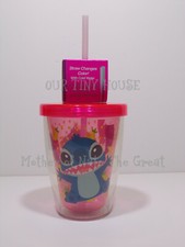 DISNEY Store TUMBLER Color CHANGING Straw STITCH Lilo Stitch Cup Authentic NEW