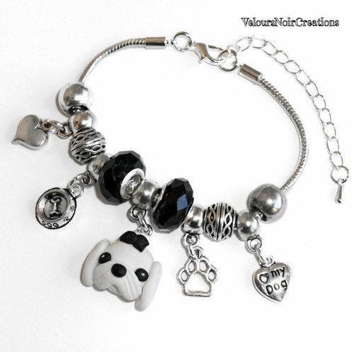 Bracciale con ciondolo cane Maltese creato a mano in fimo - Foto 3 di 4