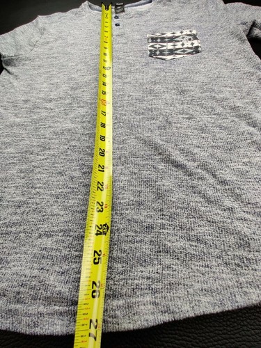 Volcom Men's M 1/4 Button Henley Heather Grey Long Sleeve Shirt Aztec Pocket - Picture 8 of 9
