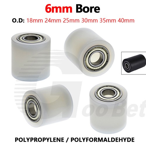 6mm Bore Plastic Roller Wheel Two Ball Bearing Coated PP POM Pulley Guide Wheel - Picture 1 of 24
