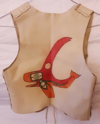 Vintage Western Cowboy Rodeo Indian Vest youth Size Large handmade handpainted 