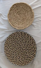 Set of 2 Large Woven Bowl Basket Wall Hanging Boho Beach Farmhouse Decor
