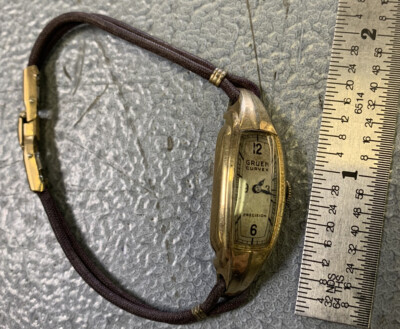 Vintage Gruen 14KGF Curvex Precision 17j  Wristwatch Watch for repair