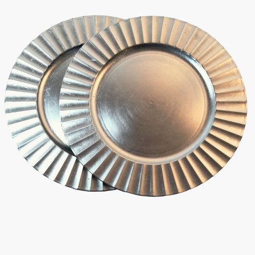 World Market Silver Plastic Charger Plates 13 inch Fluted Rim Lot 2 eBay