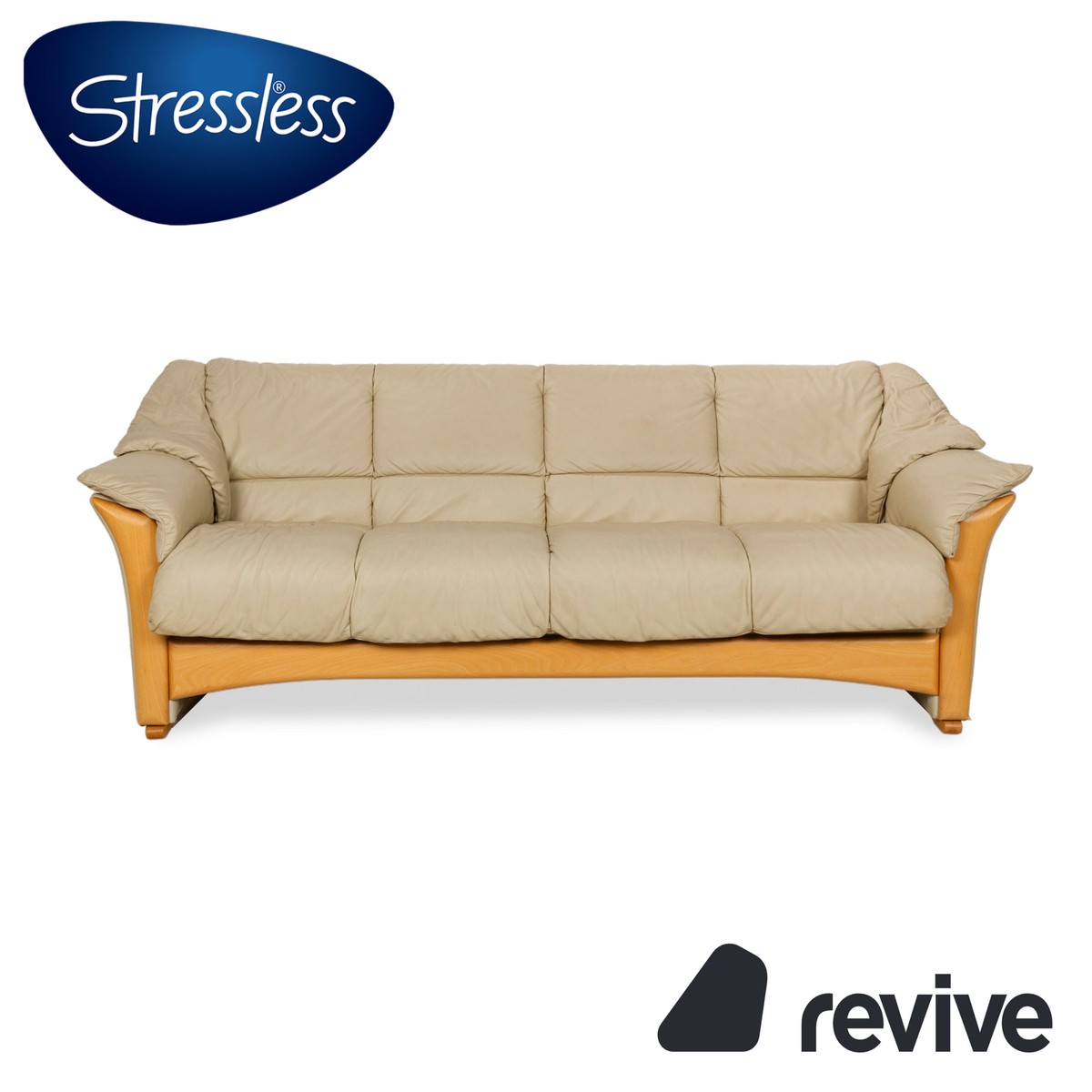 Stressless Oslo Leather Three-Seater Beige Sofa Couch