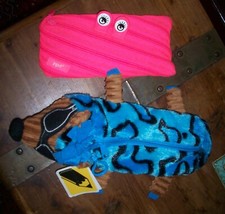 Dandee blue punk Hedgehog  ZIPIT Monster 2 Pencil Cases Pink White Teeth Bag