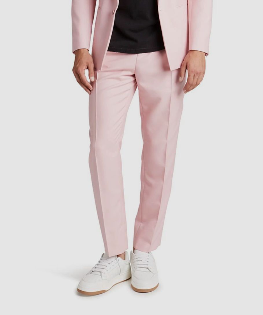 Pantaloni dritti Saint Laurent da uomo 36 W 29 L rosa in lana a pieghe $1550